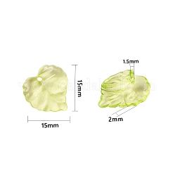 透明なアクリルパーツ  葉  グリーン  約15mm長  15 mm幅  厚さ2mm  穴：1.5mm  1700個/ 500g&nbsp;DBLA410-9