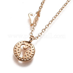 Brass Micro Pave Clear Cubic Zirconia Double Letter Pendant Necklaces&nbsp;NJEW-Z010-25