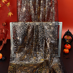 ハロウィーンテーマのポリエステルメッシュ生地  服装アクセサリー  スパイダーウェブ模様  ゴールド  1500mm&nbsp;DIY-WH0661-37A