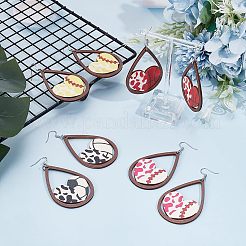 スポーツボールをテーマにしたDIYイヤリング作りキット  ティアドロップ付きハートウッドビッグペンダント付き  鉄のピアスフックと丸カン  ミックスカラー  130個/箱&nbsp;DIY-OC0011-33