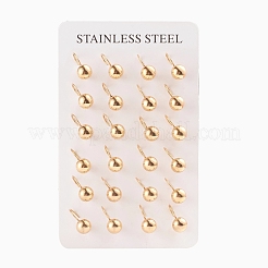 304ステンレススチールフレンチフックピアス  半円  ゴールドカラー  16x11.5mm  ラウンド前半：8mm  ピン：0.7mm  12のペア/ボード&nbsp;EJEW-L232-038C-G