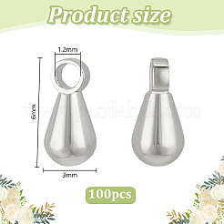 合金チェーン延長コネクター100個  ティアドロップチャーム  プラチナ  6x3x3mm  穴：1.2mm&nbsp;FIND-BC0013-20P