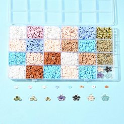 DIY ボヘミアン スタイルのジュエリー探しキット  ポリマー粘土ビーズを含む  合金エナメルチャーム  プラスチックビーズ  ミックスカラー  6x1mm  穴：2mm&nbsp;DIY-FS0007-78