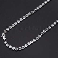 Stainless Steel Full Rhinestone Cross Pendant 4mm Tennis Chain Necklaces&nbsp;KD8251-1