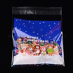 レクタングルクリスマスモチーフセロハンのOPP袋  漫画の模様  ブルー  14x9.9cm  一方的な厚さ：0.035mm  インナー対策：11x9.9のCM  約95~100個/袋&nbsp;OPC-L001-32