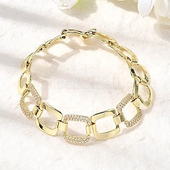 Brass Micro Pave Clear Cubic Zirconia Link Chain Bracelets for Women&nbsp;BJEW-H630-03G