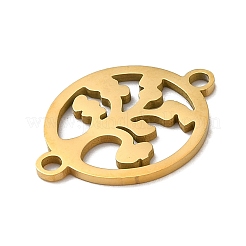 304ステンレススチールコネクタチャーム  生命の木リンク付きフラットラウンド  ゴールドカラー  19x14.5x1mm  穴：1.8mm&nbsp;STAS-D013-02A-G