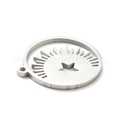 変色しない304ステンレススチールペンダント  三日月と星  ステンレス鋼色  22x20x1.4mm  穴：1.4mm&nbsp;STAS-E152-02P