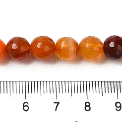 染色・加熱された天然瑪瑙ビーズ連売り  多面カット  ラウンド  チョコレート  8mm  穴：1.2mm  約48個/連  15.12''（38.4センチメートル）&nbsp;G-P539-D01-07