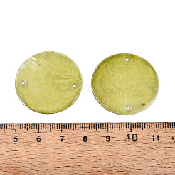 スプレー塗装された天然カピス貝のディスクリンクコネクタチャーム  ダークカーキ  28~30x0.5~1mm  穴：1.2~1.6mm&nbsp;SSHEL-T017-32C