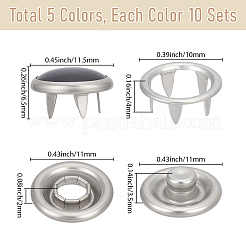 50Bags 5 Colors Stainless Steel 5 Claw Snap Buttons&nbsp;FIND-GF0009-83