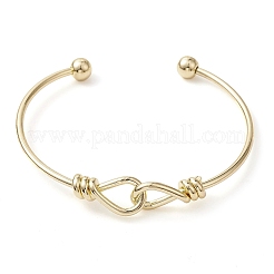 Teadrop Knot Brass Cuff Bangles&nbsp;BJEW-D039-42G