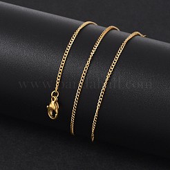 304ステンレスネックレス  カーブチェーンネックレス  ゴールドカラー  16.14インチ（41cm）&nbsp;X-NJEW-E080-11G