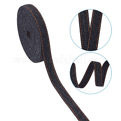 ステッチデニムリボン  服飾材料  DIYクラフトヘアクリップアクセサリーと縫製装飾用  ブラック  1.6cm  10 M /袋&nbsp;OCOR-TAC0009-04B-04
