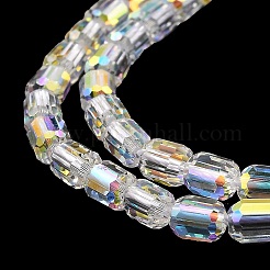 電気メッキ透明ガラスビーズ連売り  多面カット  コラム  5.5x4mm  穴：1mm  約75個/連  15.55~15.67インチ（39.5~39.8cm）&nbsp;GLAA-C029-02A-10