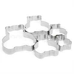 ステンレス製クッキーカッター5個  クッキー型  DIYビスケットベーキングツール  クマ  ステンレス鋼色  38~88x35~83x17mm&nbsp;PW-WGFF0D1-01