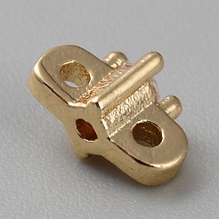 真鍮製マイクロパヴェキュービックジルコニア連バー  14KGP本金メッキ  クロス  3.5x6.5x4mm  穴：1mm&nbsp;KK-WH0062-87
