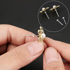 プラスチックとシリコン製のピアスキャッチとイヤリングスリーブ  ピアスキャッチ  透明  6x6.5mm  穴：0.8mm&nbsp;KY-WR0001-06