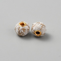 ポリエステルヨーロピアンビーズ  鉄ハートと  大穴ビーズ  ロンデル  アンティークホワイト  15x14mm  穴：4mm&nbsp;FIND-WH0111-738A