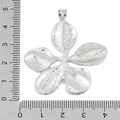 ラックメッキ真鍮チャーム  カドミウムフリー＆鉛フリー  長持ちメッキ  花  プラチナ  43x40.5x2mm  穴：4x3mm&nbsp;KK-P269-03P
