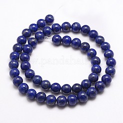 天然石ラピスラズリビーズ連売り  ラウンド  10mm  穴：1mm  約38個/連  15.5インチ（395mm）&nbsp;G-G953-03-10mm