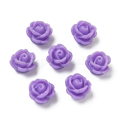 バラの花の不透明な樹脂ビーズ  紫色のメディア  9x7mm  穴：1mm&nbsp;X-CRES-B1029-A56