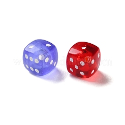 透明なアクリルビーズ  サイコロ  ミックスカラー  10x10.5x10.5mm  穴：1.2mm&nbsp;X1-OACR-D301-05C