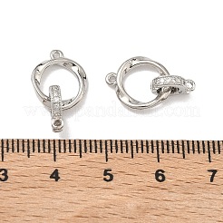 Brass Micro Pave Clear Cubic Zirconia Fold Over Clasps&nbsp;KK-B170-06P