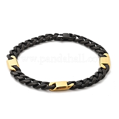 304ステンレススチールキューバチェーンブレスレット女性男性用  イオンプレーティング（ip）  ブラック  8-1/4インチ（20.9cm）&nbsp;BJEW-A031-05B-EB