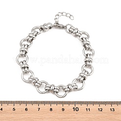 304ステンレススチール製リングリンクチェーンブレスレット（女性用・男性用）  ステンレス鋼色  7.68インチ（19.5cm）&nbsp;BJEW-H643-10P