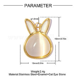 304ステンレススチールエナメルペンダント  猫の形のチャーム  猫の目で  イオンプレーティング（ip）  18KGP本金メッキ  18x13mm  穴：1.6mm&nbsp;STAS-OY019-40G