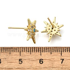 Star Brass Micro Pave Cubic Zirconia Ear Studs&nbsp;EJEW-D304-36G