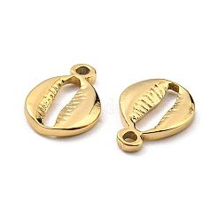 304ステンレススチールチャーム  シェルシェイプチャーム  18KGP本金メッキ  9x6.5x1.5mm  穴：1mm&nbsp;STAS-R124-02G