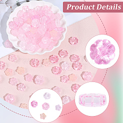 150 個 5 スタイルガラスビーズ  花  ピンク  12.5~14.5x4.5~8mm  穴：1~1.2mm  30個/スタイル&nbsp;GLAA-PA0001-50