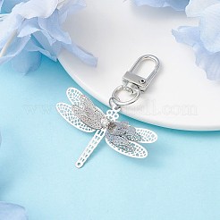 真鍮のペンダントデコレーション  合金回転式ナスカン付き  プラチナ  トンボ  69mm&nbsp;HJEW-JM01761-04