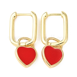 Brass Heart Hoop Earrings&nbsp;EJEW-C174-04G