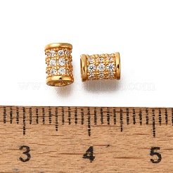スターリングシルバーマイクロパヴェクリアキュービックジルコニアビーズ925個  コラム  ゴールドカラー  6x4.5x4.5mm  穴：1.6mm&nbsp;STER-M018-11G