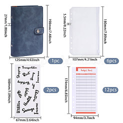 A6 PUレザーノート  プラスチック製のバインダーバッグと紙で  ダークスレートグレー  190x120x27mm&nbsp;AJEW-WH0696-618