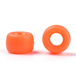 不透明なプラスチックビーズ  艶消し  バレル  サンゴ  9x6mm  穴：3.8mm  約1900個/500g&nbsp;KY-T025-01-C09