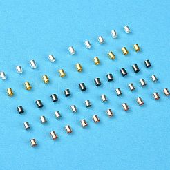 1000 個 5 色の真鍮つぶし玉  チューブ  ミックスカラー  2x2mm  穴：1.5mm  200個/カラー&nbsp;KK-YW0002-19