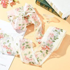 10ヤード刺繍ポリエステルレーストリム  縫製装飾工芸品  花  アンティークホワイト  3-3/8~3-3/4インチ（85~95mm）&nbsp;OCOR-GF0001-80A