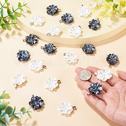 20個 2色 不透明樹脂パールペンダント  合金製の金具が付いた花のチャーム  プラチナ  ミックスカラー  31mm  穴：3mm  10個/カラー&nbsp;PALLOY-TAC0313