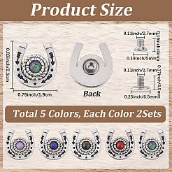 10Pcs 5 Colors Alloy & Natural Amethyst & Natural Ruby in Zoisite & Natural Lapis Lazuli & Natural Tiger Eye & Natural Carnelian Decorative Rivets&nbsp;HJEW-CP00086