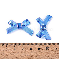 透明なアクリルビーズ  ABカラーメッキ  蝶結び  藤紫色  21x34.5x6.5mm  穴：1.6mm  約390個/500g&nbsp;MACR-L006-04B
