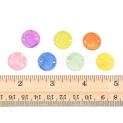 56個 7色スプレー塗装天然カピスシェルコネクタチャーム  ディスク  ミックスカラー  15x1.5mm  穴：1mm  8個/カラー&nbsp;BSHE-FS0001-13