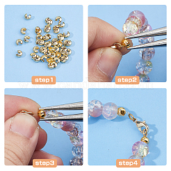 300個の真鍮製つぶし玉カバー  18KGP本金メッキ  4x3x2mm  穴：1.5mm&nbsp;KK-DC0004-75