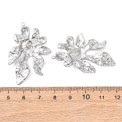テクスチャ加工された304ステンレススチールペンダント  花のチャーム  ステンレス鋼色  42x29.5x5mm  穴：1.8mm&nbsp;LS-STAS-Z177-01P