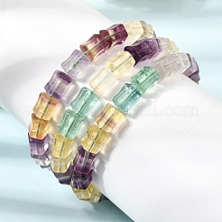 Natural Rainbow Fluorite Bamboo Stick Beaded Stretch Bracelets for Women&nbsp;GG-CBA3F02-03