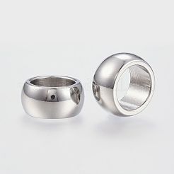 変色しにくい304ステンレススチールビーズ  大穴ビーズ  ロンデル  ステンレス鋼色  16x8mm  穴：11mm&nbsp;X-STAS-P127-01P
