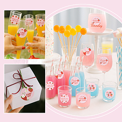 Flat Round with Strawberry Shaped Stickers Roll&nbsp;STIC-WH0012-14B